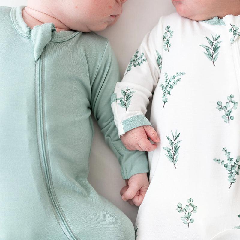 Kyte Baby Zippered Footed Sleepsuit - Sage-Sleepsuits-Sage-0-3m | Natural Baby Shower