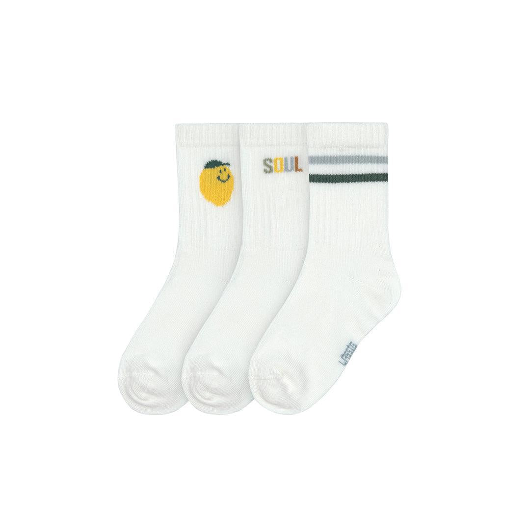 Lassig Tennis Socks - 3 Pack - White - Lemon-Socks-White-19-22 | Natural Baby Shower