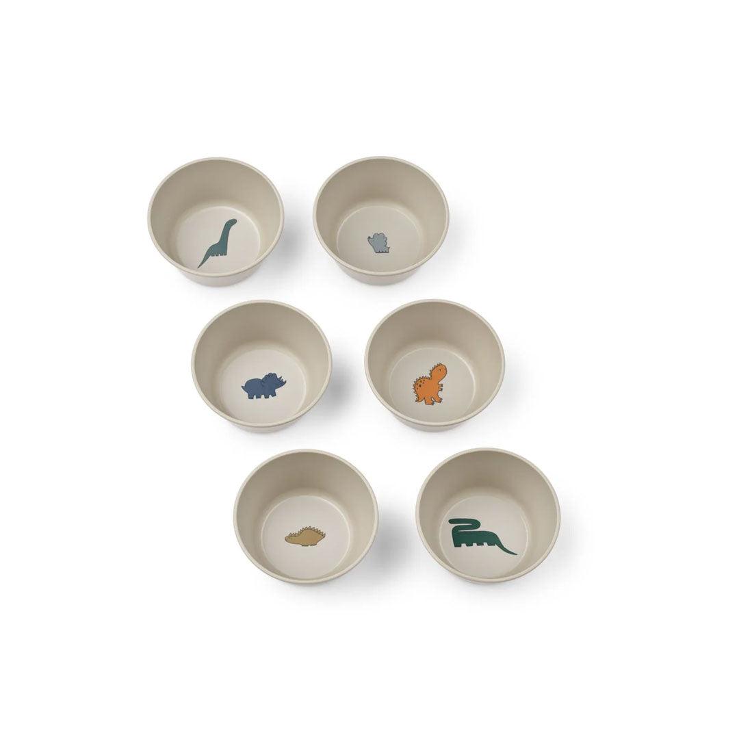 Liewood Cees Bowl - 6 Pack - Dinosaurs - Mist-Bowls-Dinosaurs/Mist- | Natural Baby Shower