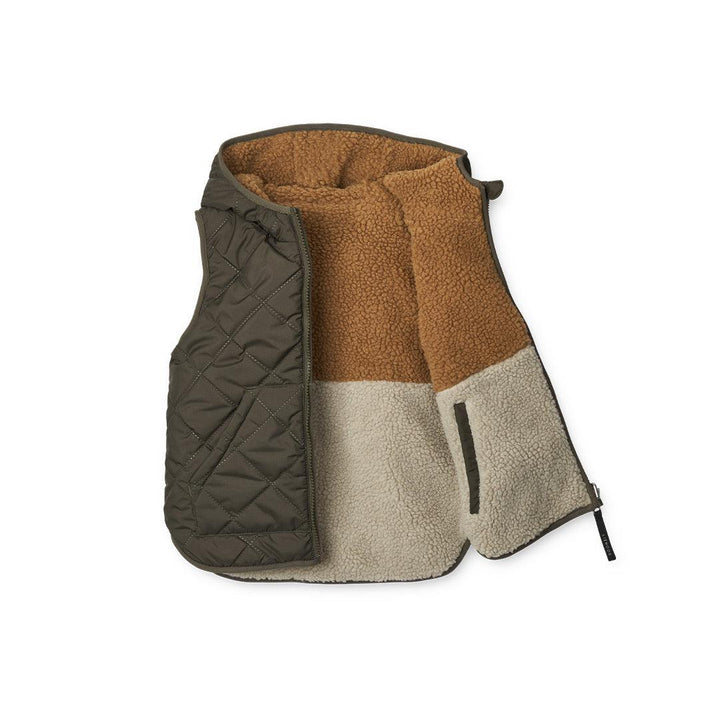 Liewood Diana Reversible Vest - Army Brown Mix-Coats- | Natural Baby Shower