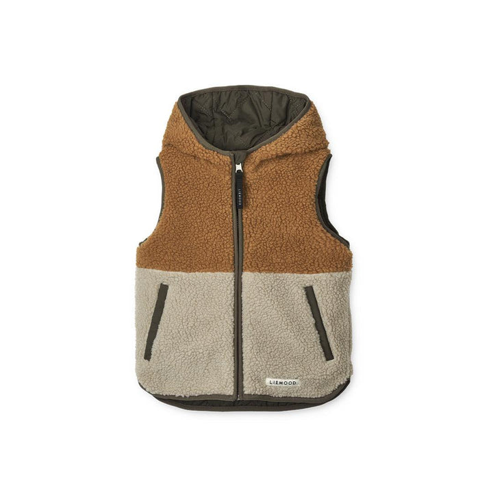 Liewood Diana Reversible Vest - Army Brown Mix-Coats- | Natural Baby Shower