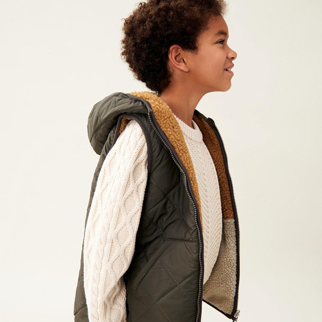 Liewood Diana Reversible Vest - Army Brown Mix-Coats- | Natural Baby Shower