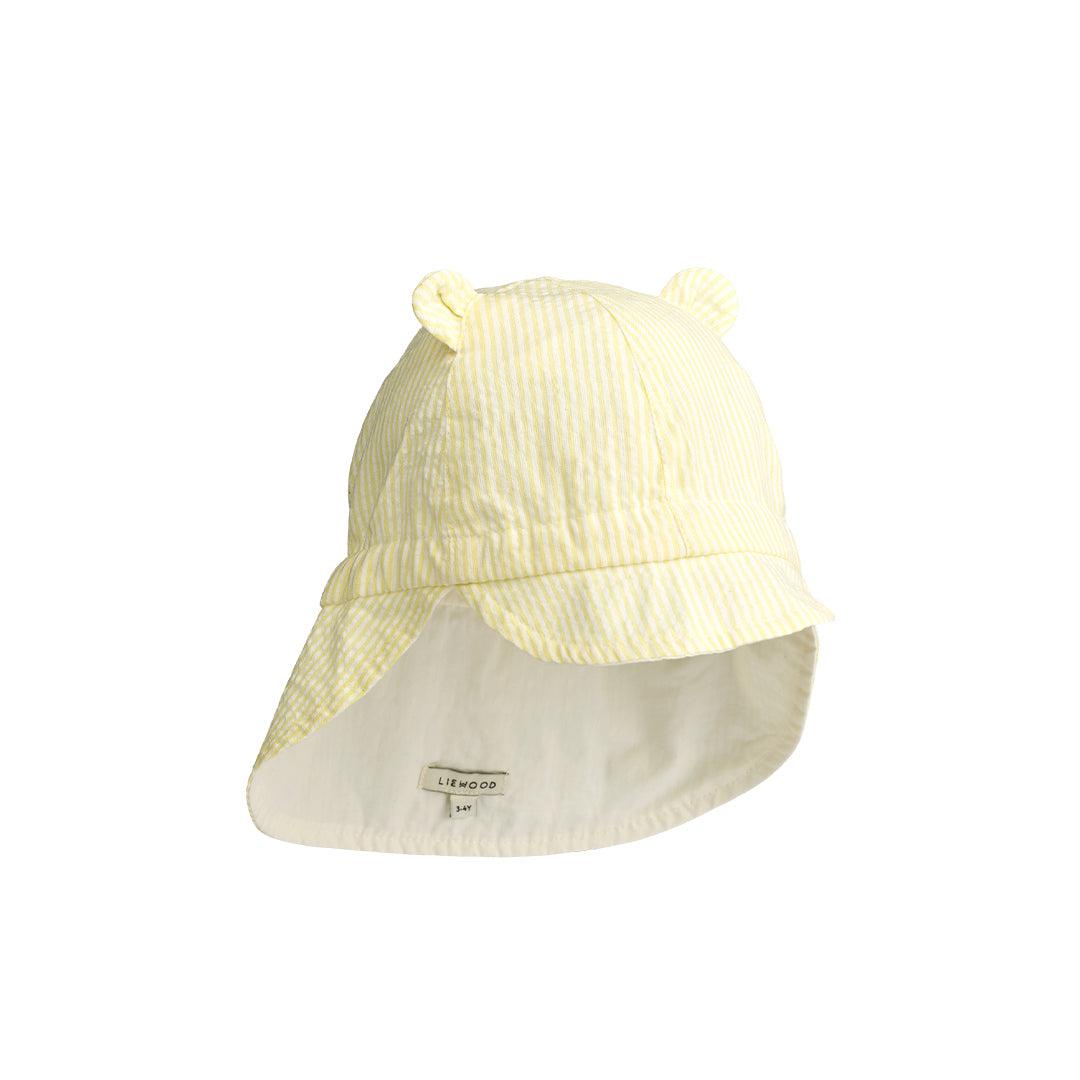 Liewood Gorm Reversible Seersucker Sun Hat With Ears - Lemonade / Creme De La Creme-Hats-Lemonade / Creme De La Creme-0-3m | Natural Baby Shower