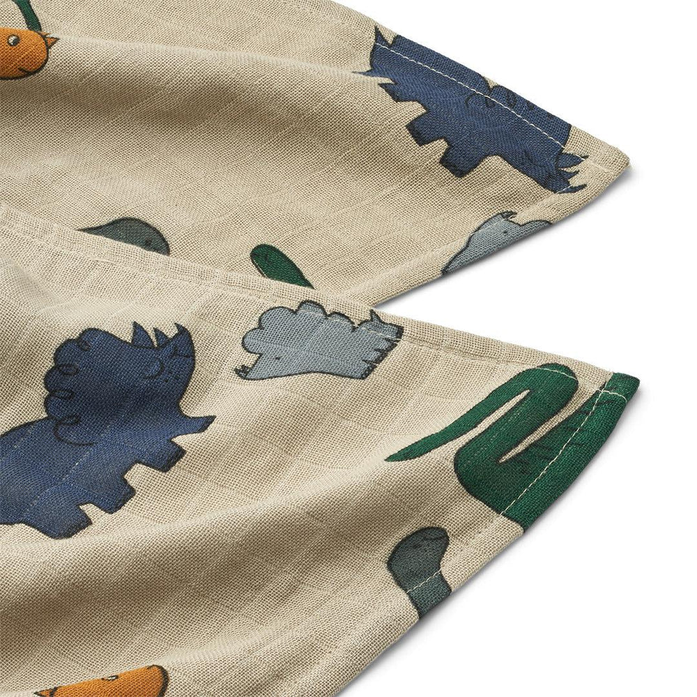 Liewood Lewis Muslin Cloth - 2 Pack - Dinosaurs - Mist-Muslin Squares-Dinosaurs/Mist- | Natural Baby Shower