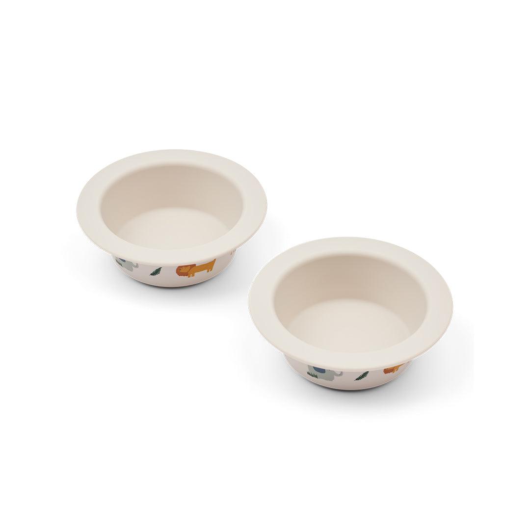 Liewood Peony Printed Suction Bowl 2-Pack - Safari Sandy Mix-Bowls-Safari Sandy Mix-One size | Natural Baby Shower