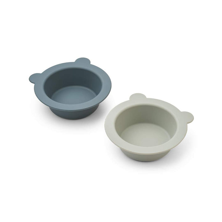 Liewood Peony Suction Bowl - 2 Pack - Whale Blue - Dove Blue