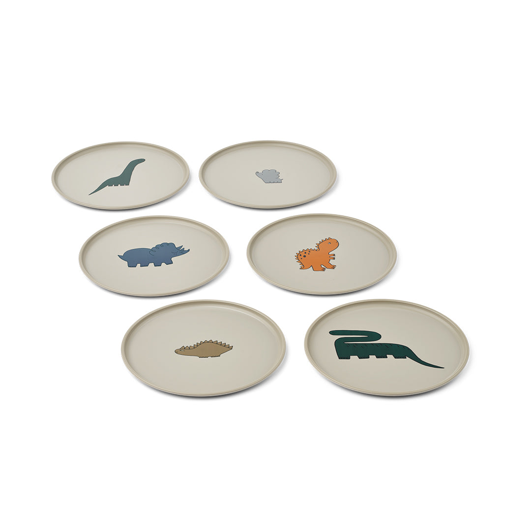 Liewood Remco Plate - 6 Pack - Dinosaurs - Mist