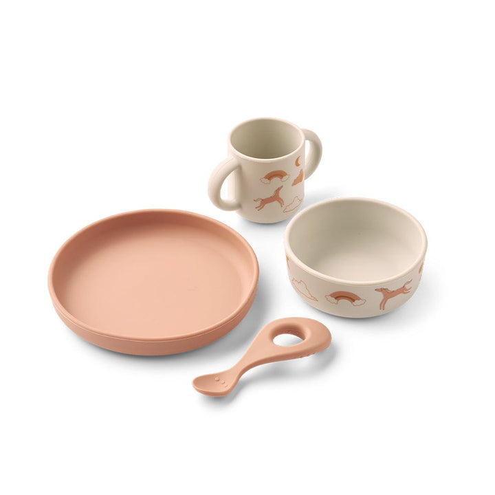 Liewood Vivi Printed Tableware Set - Dream / Ecru-Feeding Sets-Dream / Ecru-One size | Natural Baby Shower