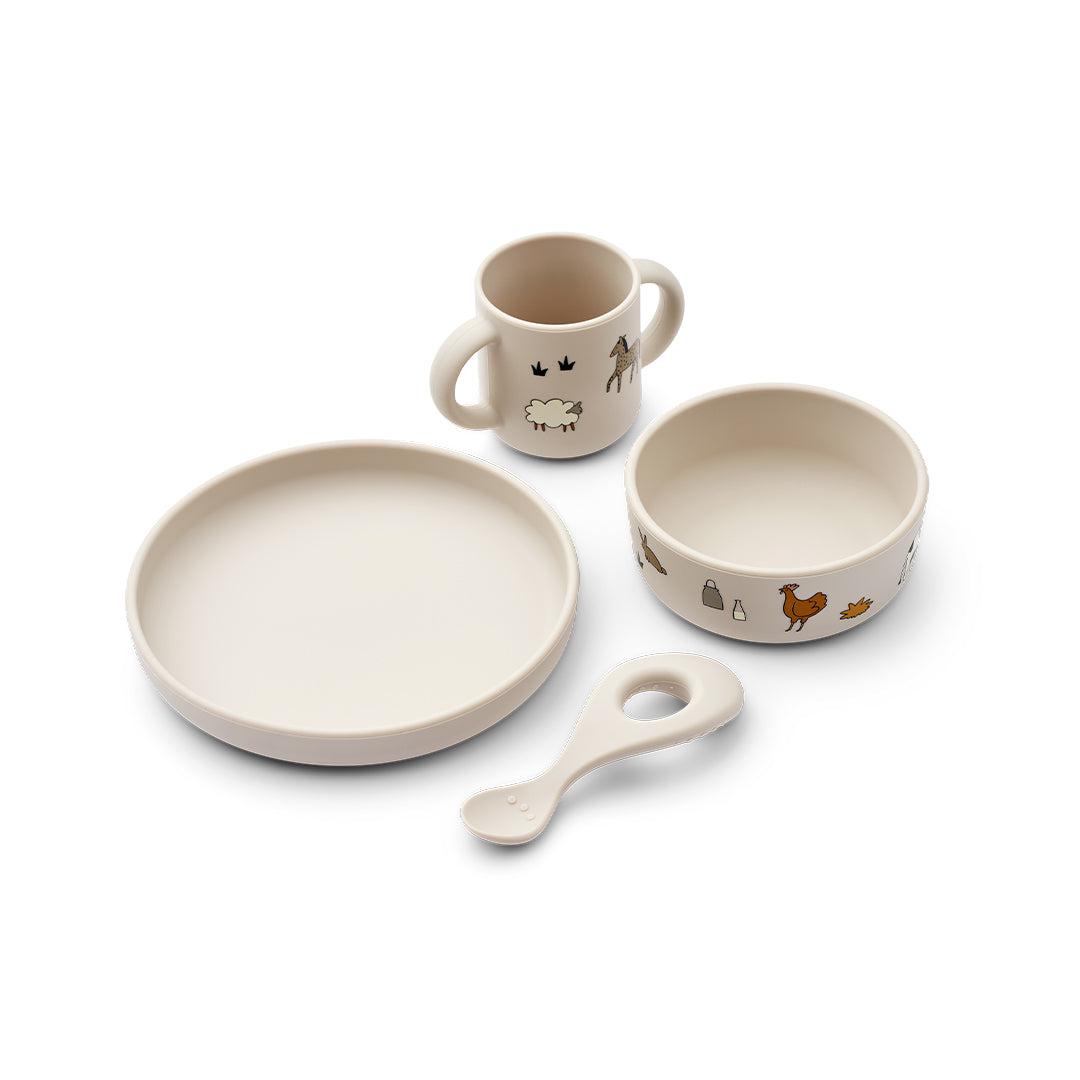 Liewood Vivi Printed Tableware Set - Farm - Sandy-Cutlery-Farm/Sandy- | Natural Baby Shower