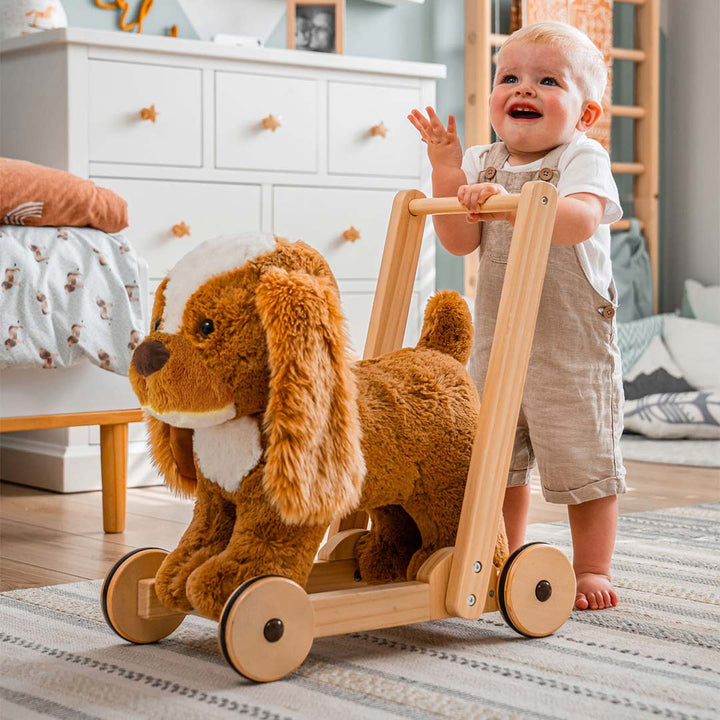 Little Bird Told Me Peanut Pup Baby Walker / Push Along - Brown-Push-Alongs-Brown-12m+ | Natural Baby Shower