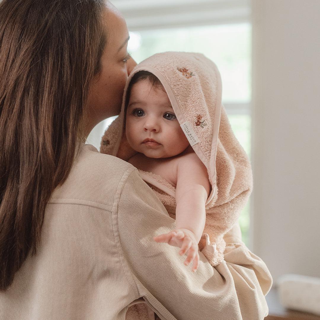 Little Dutch Hooded towel - 75x75 cm - Blossom/Pink-Bath Towels-Blossom/Pink-21x14cm | Natural Baby Shower