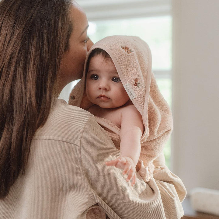 Little Dutch Hooded towel - 75x75 cm - Blossom/Pink-Bath Towels-Blossom/Pink-21x14cm | Natural Baby Shower