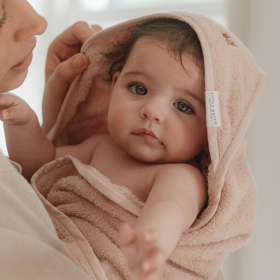 Little Dutch Hooded towel - 75x75 cm - Blossom/Pink-Bath Towels-Blossom/Pink-21x14cm | Natural Baby Shower