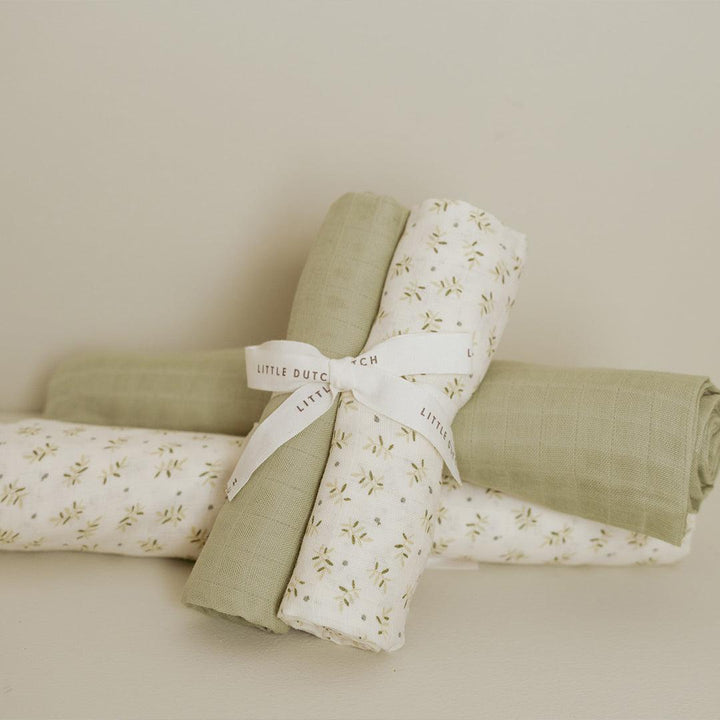 Little Dutch Muslin Swaddles - 70 x 70 cm - Forest Treasures/Sage-Swaddling Wraps-Forest Treasures/Sage-70x70cm | Natural Baby Shower