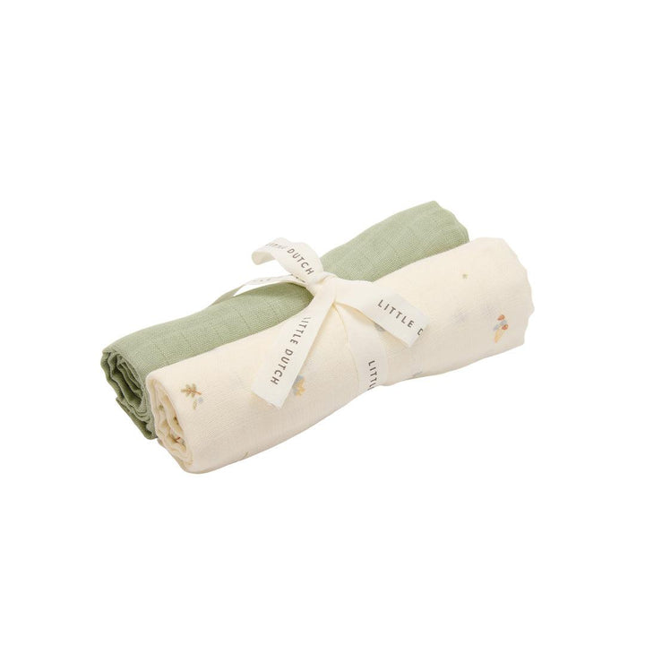 Little Dutch Muslin Swaddles - 70 x 70 cm - Forest Treasures/Sage-Swaddling Wraps-Forest Treasures/Sage-70x70cm | Natural Baby Shower