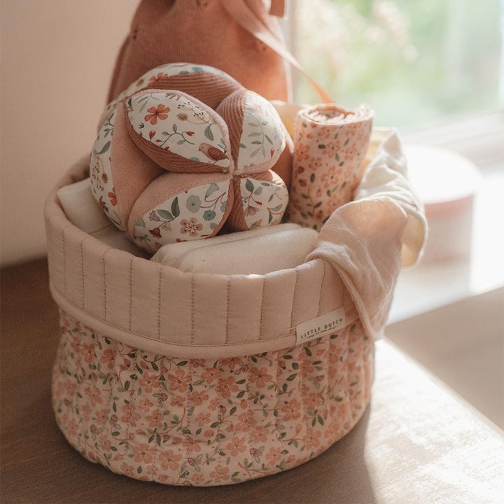 Little Dutch Quilted Storage Basket - Small - Fairy Floral-Storage Baskets-Fairy Floral-70x70cm | Natural Baby Shower