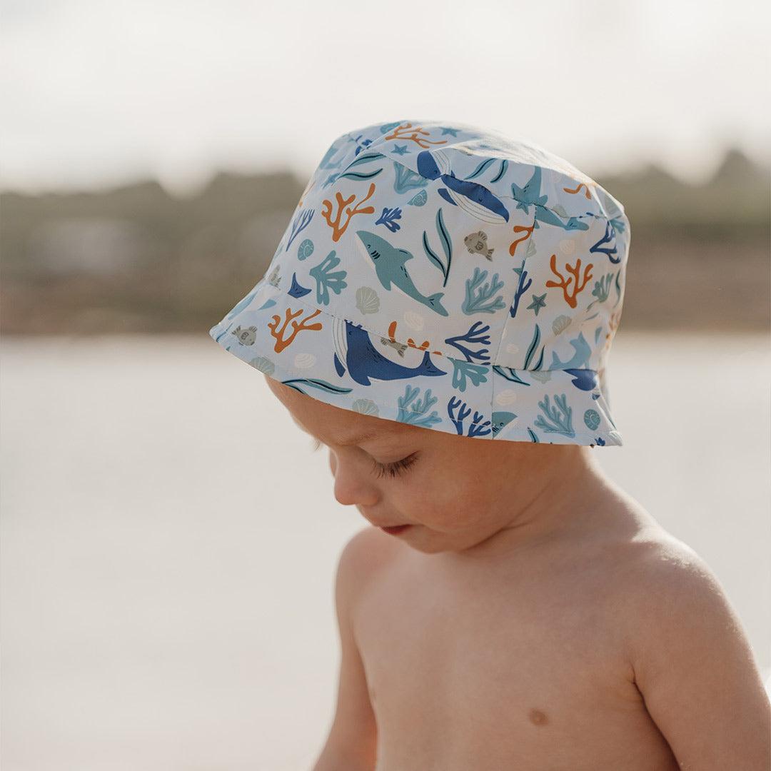 Little Dutch Reversible Sun Hat - Honey Stripes / Ocean Dreams-Hats- | Natural Baby Shower