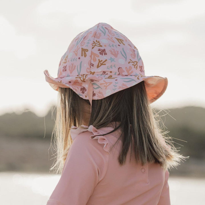 Little Dutch Reversible Sun Hat - Starfish Pink / Ocean Dreams-Hats- | Natural Baby Shower