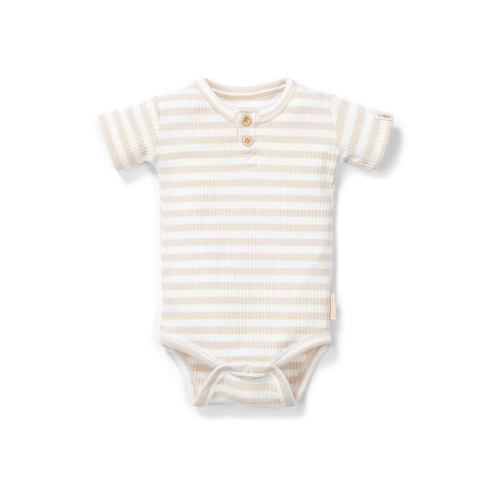 Little Dutch Short Sleeve Bodysuit - Sand - Stripe-Bodysuits-Sand-44 | Natural Baby Shower