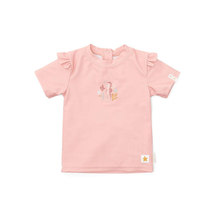 Little Dutch Short Sleeves Swim T-Shirt - Seahorse Pink-Swim Vests- | Natural Baby Shower