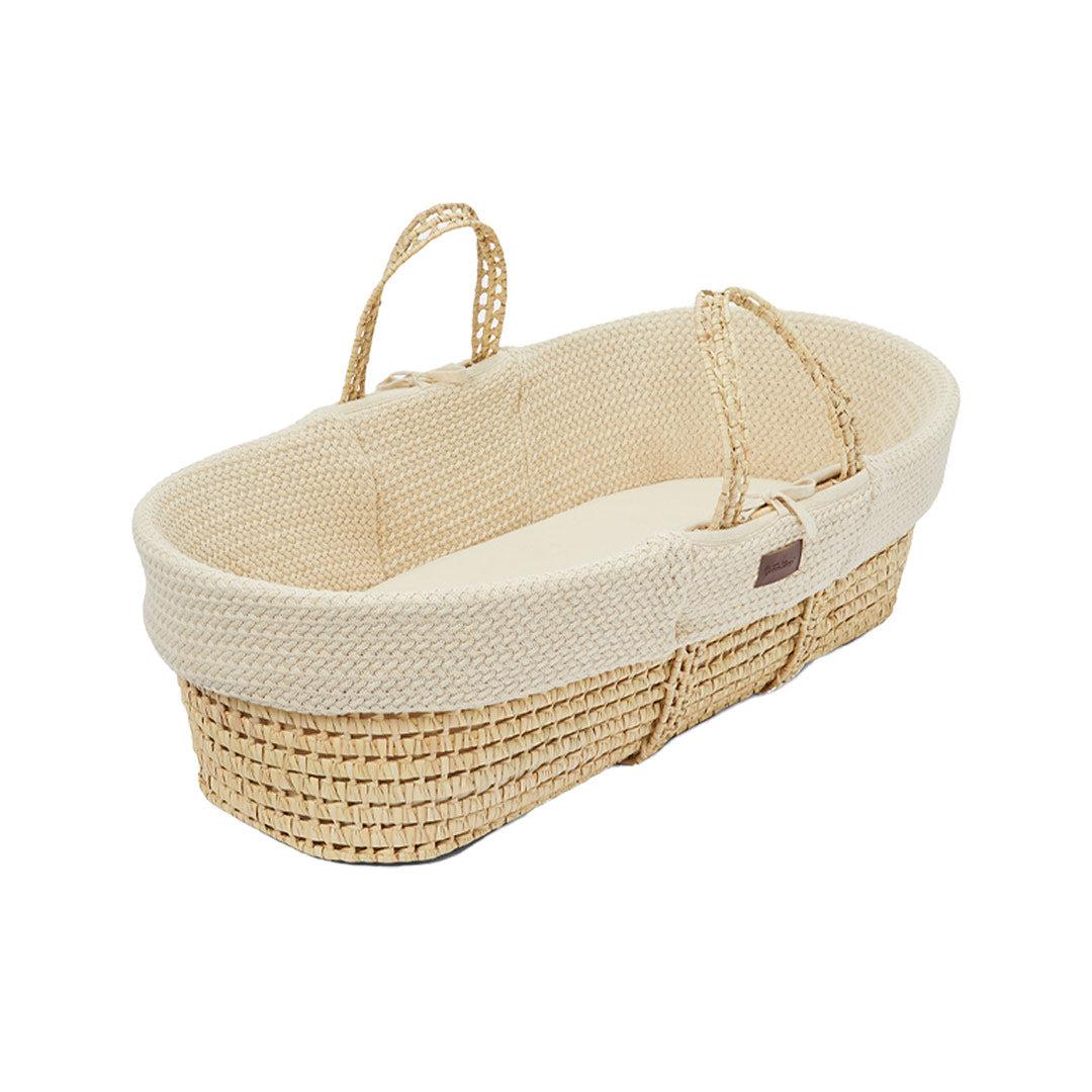 The Little Green Sheep Organic Wheat Knit Moses Basket + Mattress - Linen-Moses Baskets-Linen-No Stand | Natural Baby Shower