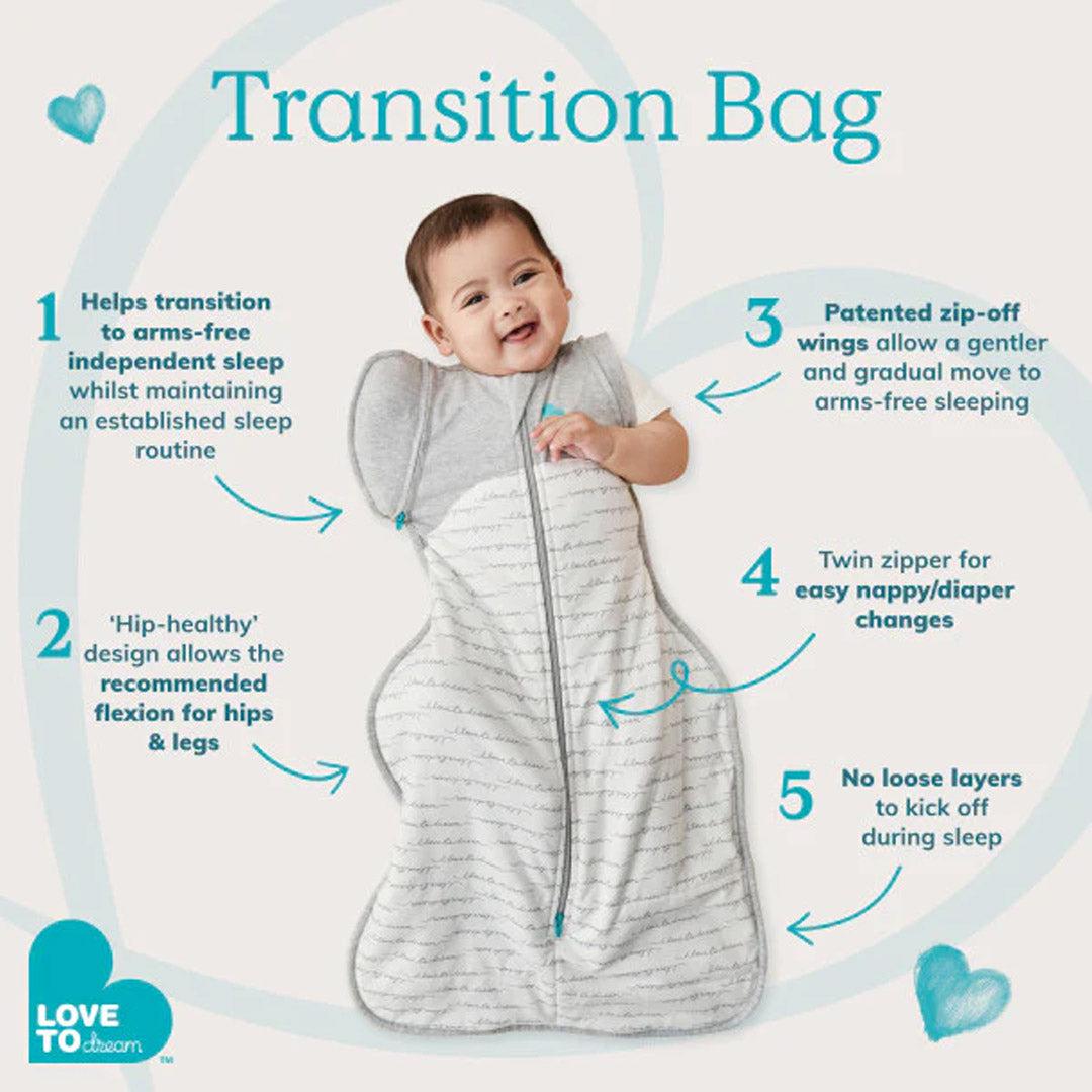 Love to Dream Swaddle Up Transition Bag 1.0 Tog - White Dreamer-Swaddling Wraps-White Dreamer-M | Natural Baby Shower