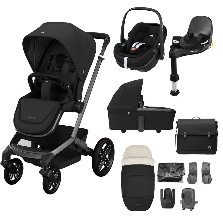 Maxi-Cosi Fame Pushchair Premium Travel System - Twillic Black-Travel Systems-Twillic Black- | Natural Baby Shower