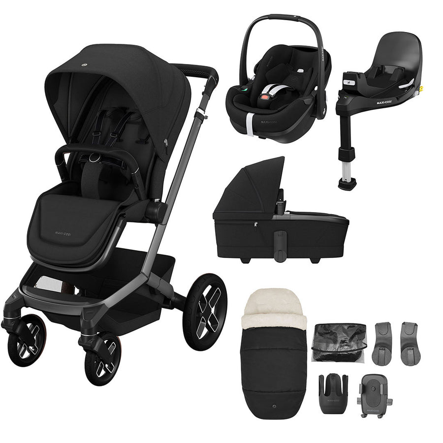 Maxi-Cosi Fame Premium + Pebble 360 Pro 2 Travel System-Travel Systems-Twillic Black- | Natural Baby Shower