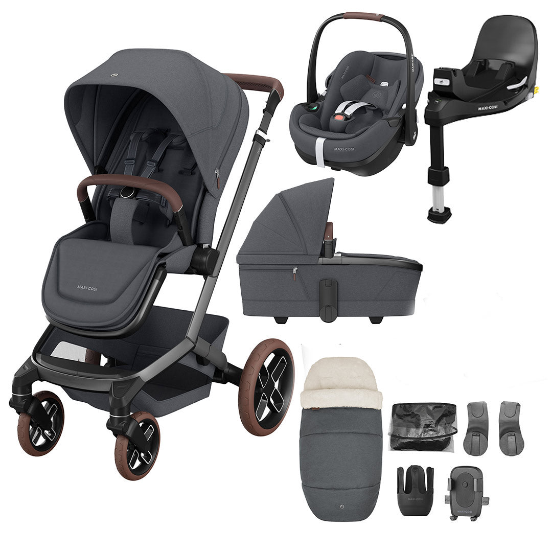 Maxi-Cosi Fame Premium Travel System-Travel Systems-Twillic Graphite- | Natural Baby Shower