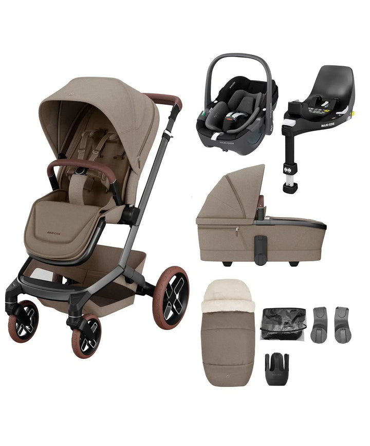 Maxi-Cosi Fame Premium + Pebble 360 Pro 2 Travel System-Travel Systems-Twillic Truffle-Brown | Natural Baby Shower