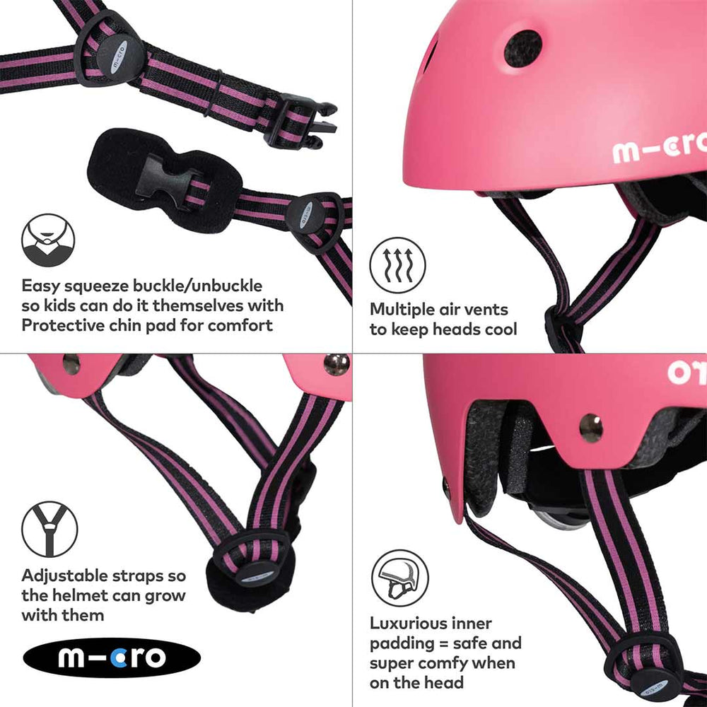 Micro Scooters Eco Matt Helmet - Pink-Helmets-Pink-Medium | Natural Baby Shower