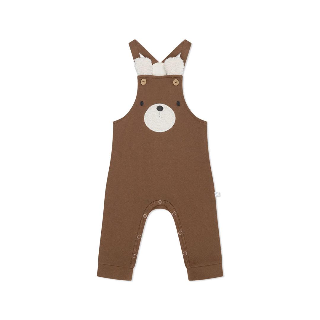 MORI Bear Face Dungarees - Brown-Dungarees- | Natural Baby Shower