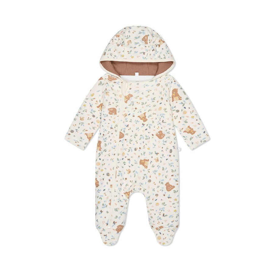 MORI Bear Print Pramsuit - Honey Bear Print-Snugglesuits- | Natural Baby Shower