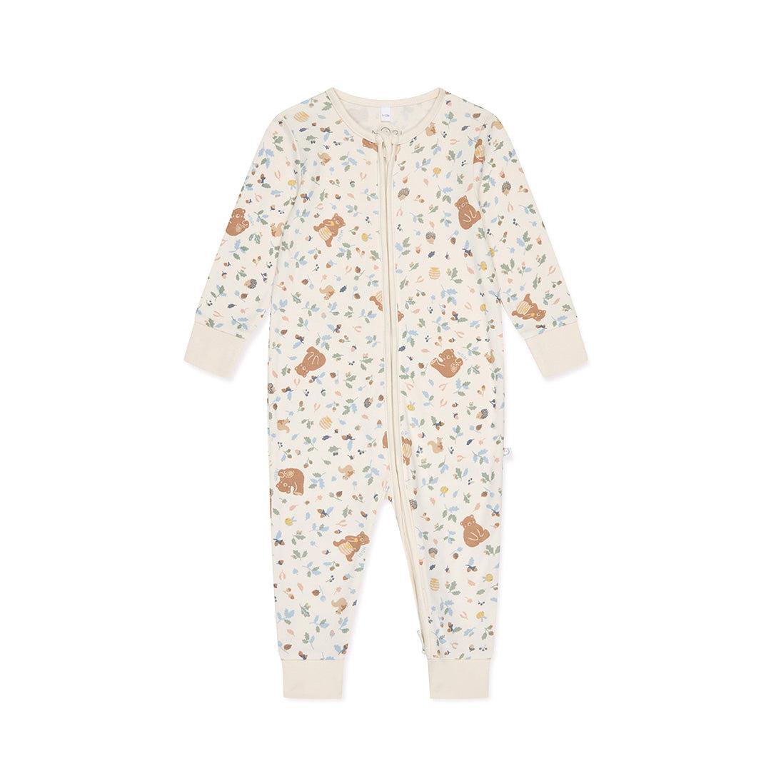 MORI Bear Print Two Way Zip Up Sleepsuit - Honey Bear Print-Sleepsuits- | Natural Baby Shower