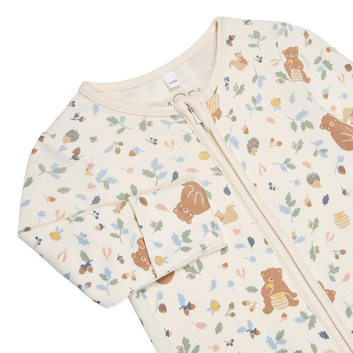 MORI Bear Print Two Way Zip Up Sleepsuit - Honey Bear Print-Sleepsuits- | Natural Baby Shower