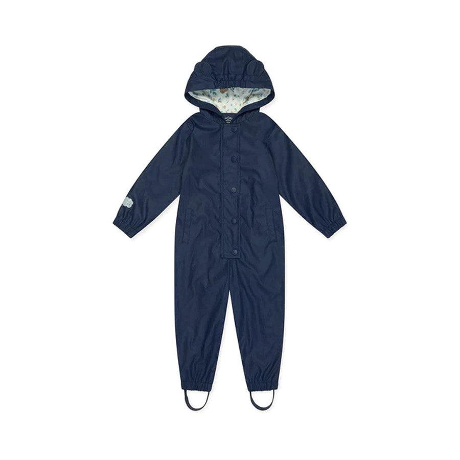 MORI Bear Recycled Waterproof Puddlesuit - Navy-Rainsuits + Sets- | Natural Baby Shower