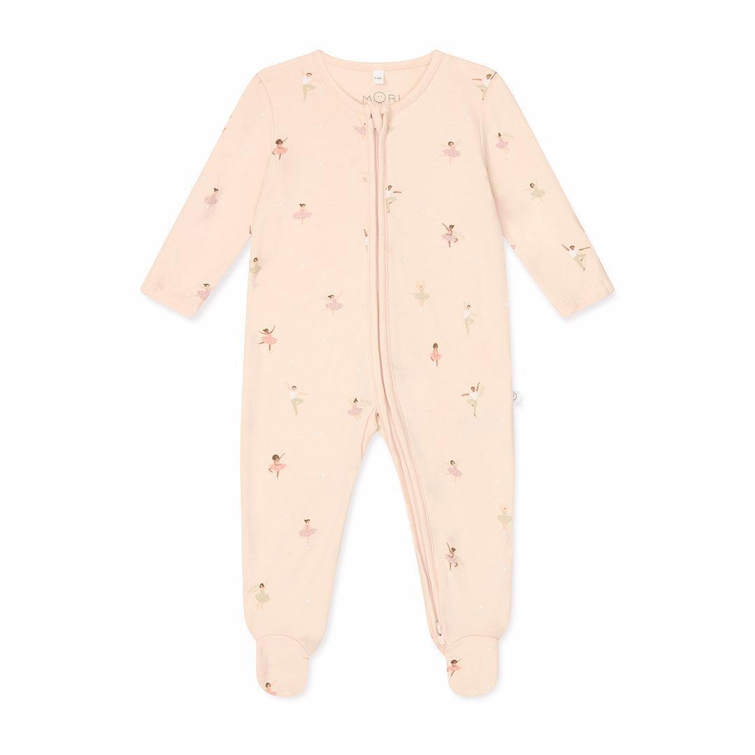 MORI Ballerina Two Way Zip Up Sleepsuit - Ballerina Print-Sleepsuits-Ballerina Print-0 - 3 M | Natural Baby Shower