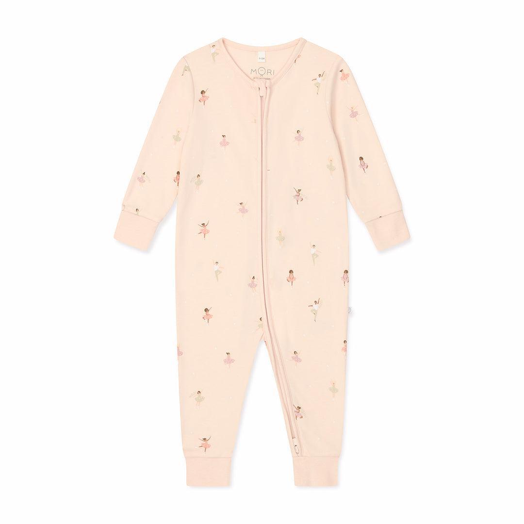 MORI Ballerina Two Way Zip Up Sleepsuit - Ballerina Print-Sleepsuits-Ballerina Print-12 - 18 M | Natural Baby Shower