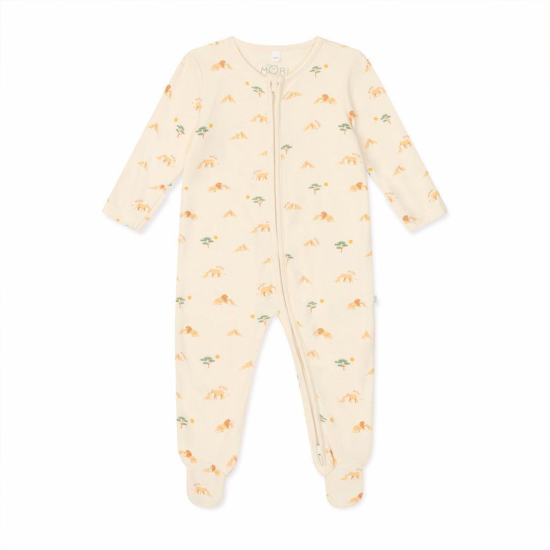 MORI Lion Two Way Zip-Up Sleepsuit - Lion Print-Sleepsuits-Lion Print-Newborn | Natural Baby Shower