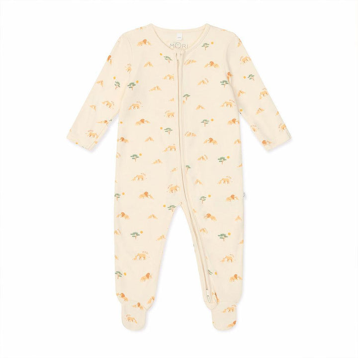 MORI Lion Two Way Zip-Up Sleepsuit - Lion Print-Sleepsuits-Lion Print-Newborn | Natural Baby Shower