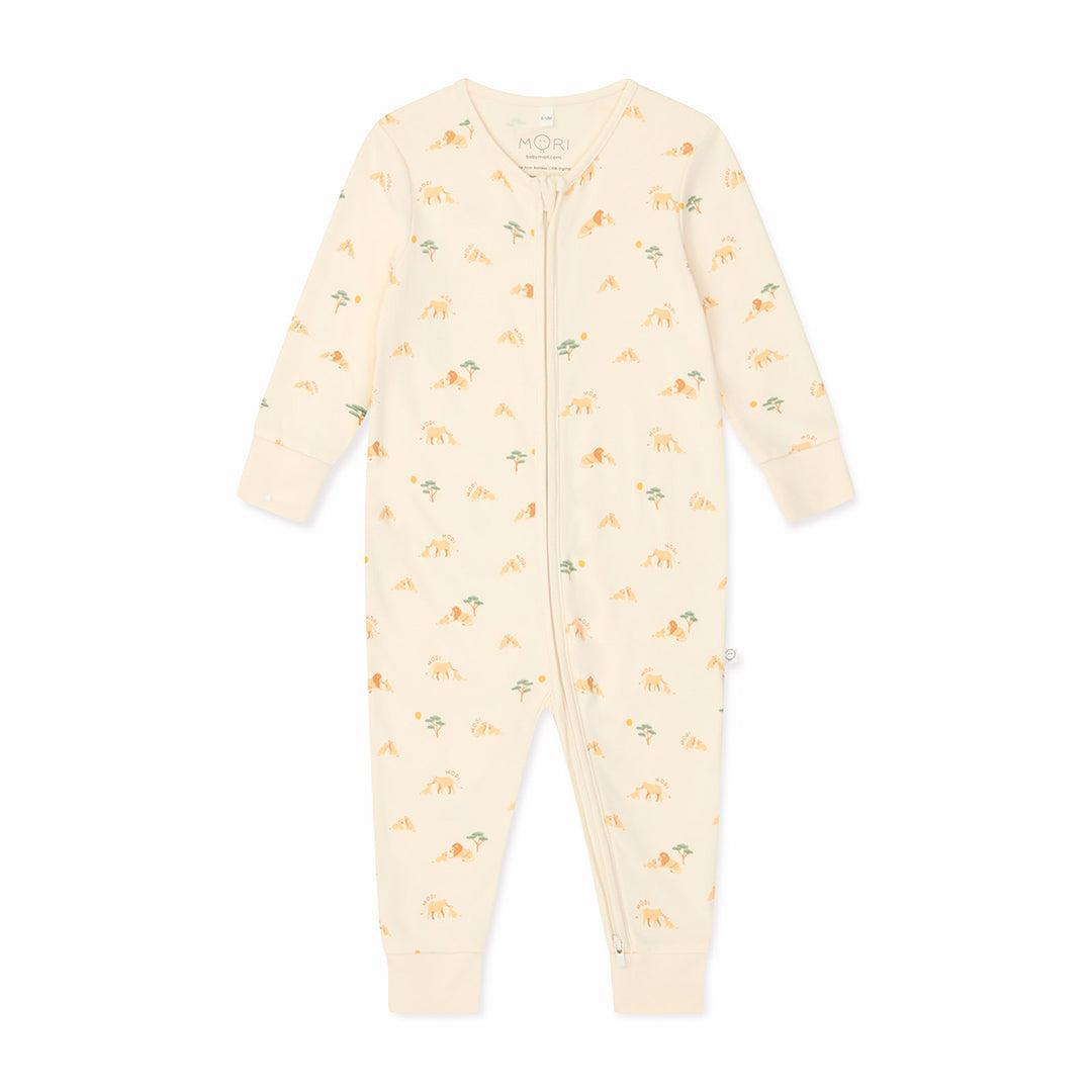 MORI Lion Two Way Zip-Up Sleepsuit - Lion Print-Sleepsuits-Lion Print-9 - 12 M | Natural Baby Shower