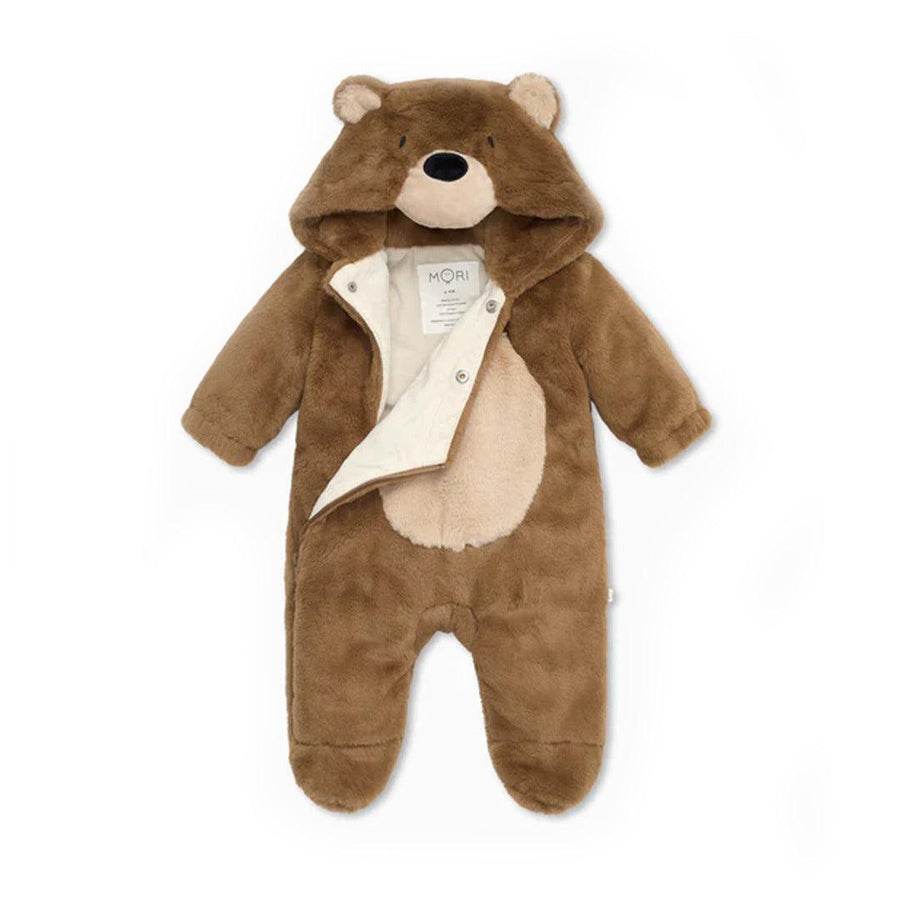 MORI Faux Fur Bear Pramsuit - Beige-Snugglesuits-Beige-0-3m | Natural Baby Shower