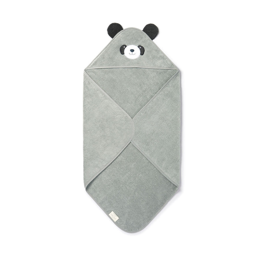 MORI Hooded Baby Towel - Panda - Grey-Bath Towels-Grey-One Size | Natural Baby Shower