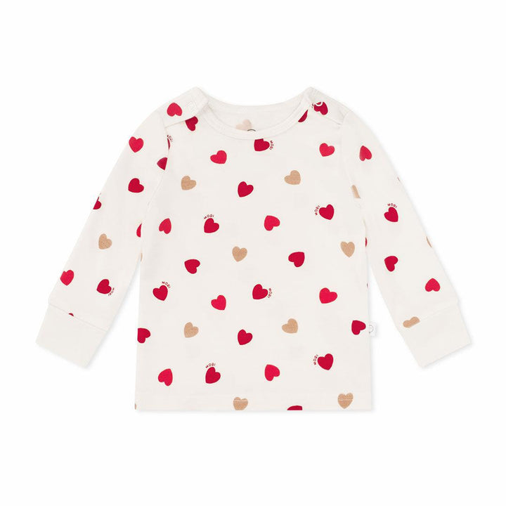 MORI Loveheart Pyjamas - Hearts & Cream-Pyjamas-Hearts & Cream-6 - 9 M | Natural Baby Shower