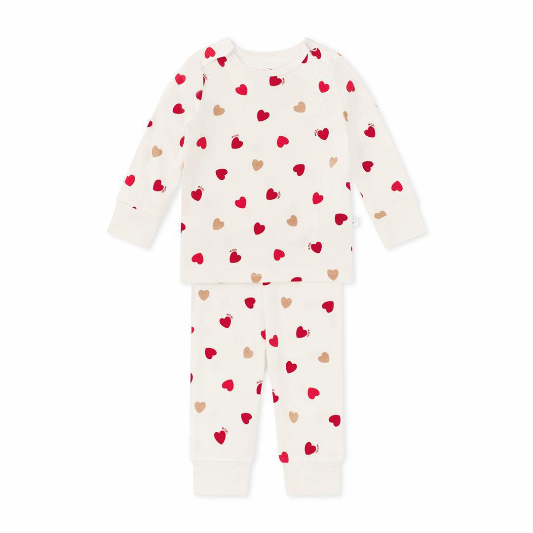 MORI Loveheart Pyjamas - Hearts & Cream-Pyjamas-Hearts & Cream-6 - 9 M | Natural Baby Shower