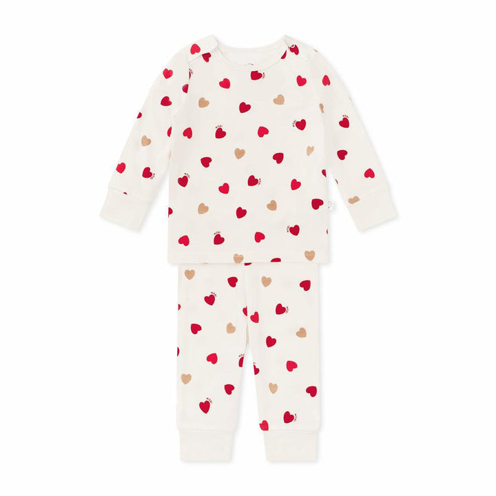 MORI Loveheart Pyjamas - Hearts & Cream-Pyjamas-Hearts & Cream-6 - 9 M | Natural Baby Shower