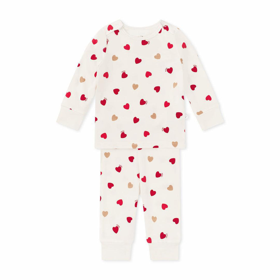 MORI Loveheart Pyjamas - Hearts & Cream-Pyjamas-Hearts & Cream-6 - 9 M | Natural Baby Shower