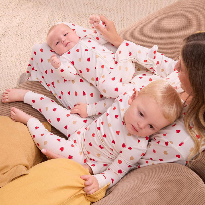 MORI Loveheart Pyjamas - Hearts & Cream-Pyjamas-Hearts & Cream-6 - 9 M | Natural Baby Shower