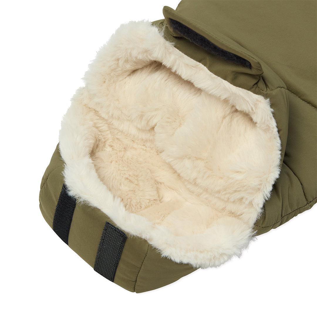 MORI Padded Pram Liner Faux Fur Footmuff - Olive-Footmuffs-Olive- | Natural Baby Shower