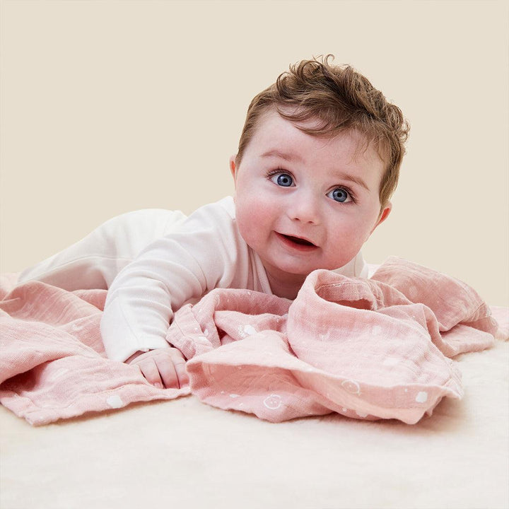 MORI Pre-Washed Large Muslin Swaddle - Pink-Muslin Wraps-Pink- | Natural Baby Shower